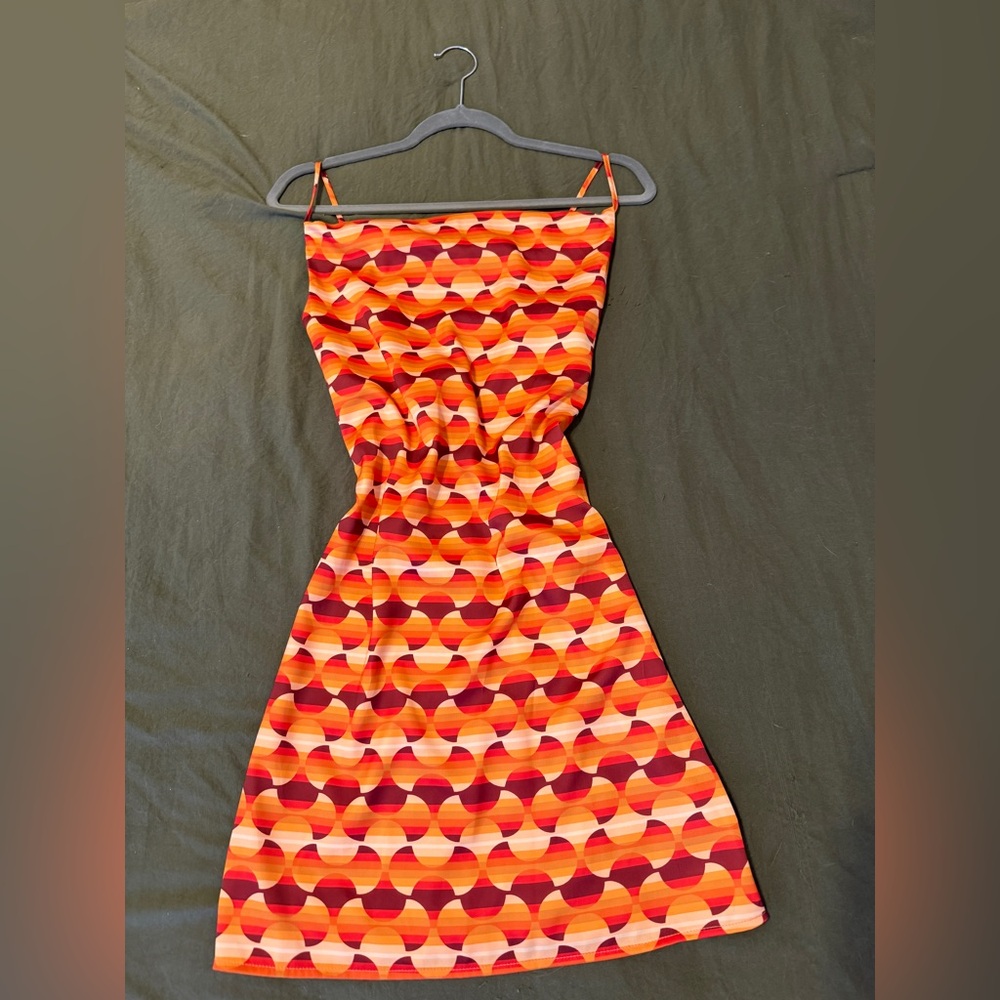 Urban Outfitters Strapless Dress in Orange and Red